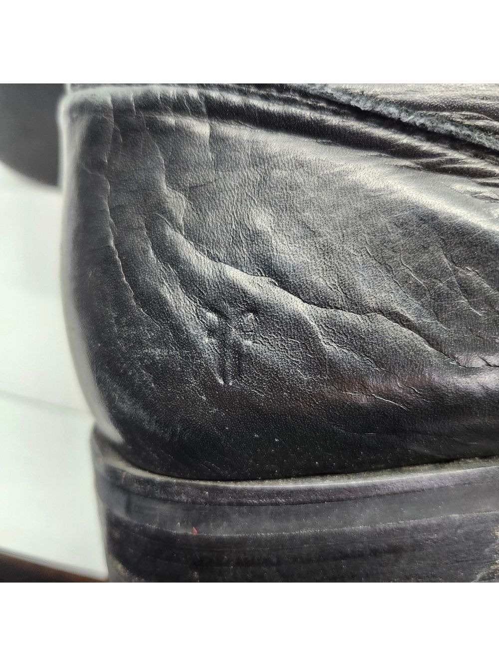 Frye Black Leather 1/2 Calf Boot Rubber Lug Soles Soft Buttery Tops Pull On Sz9B - Picture 8 of 8